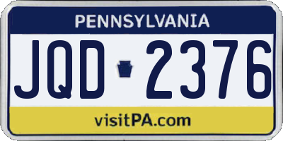 PA license plate JQD2376