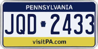 PA license plate JQD2433