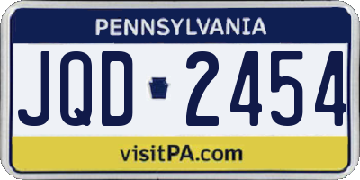 PA license plate JQD2454