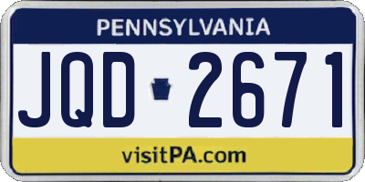 PA license plate JQD2671