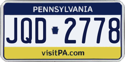 PA license plate JQD2778