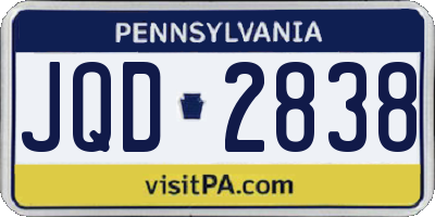PA license plate JQD2838