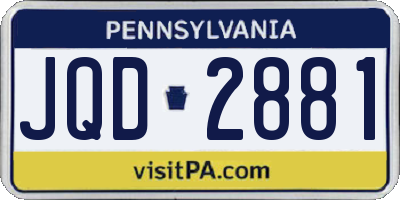 PA license plate JQD2881