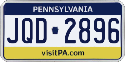 PA license plate JQD2896