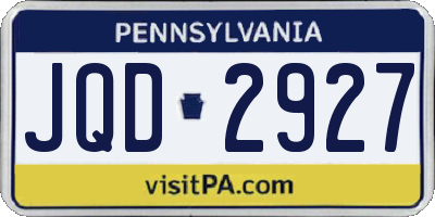 PA license plate JQD2927
