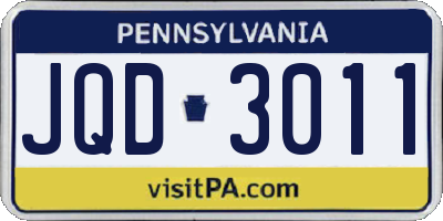 PA license plate JQD3011