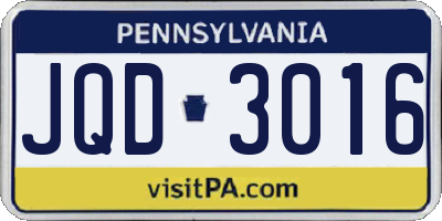 PA license plate JQD3016