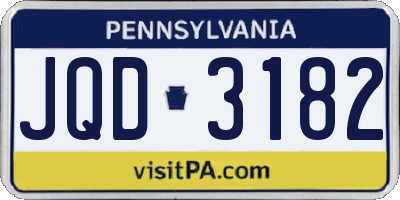 PA license plate JQD3182