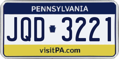 PA license plate JQD3221