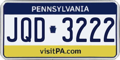 PA license plate JQD3222
