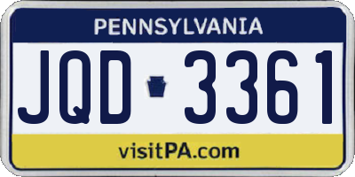 PA license plate JQD3361