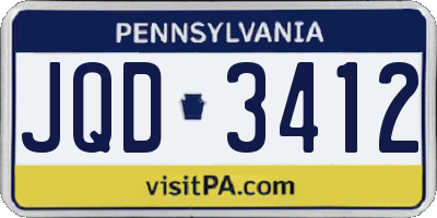 PA license plate JQD3412