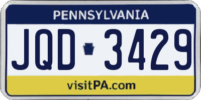 PA license plate JQD3429