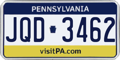 PA license plate JQD3462