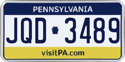 PA license plate JQD3489