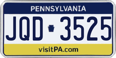PA license plate JQD3525