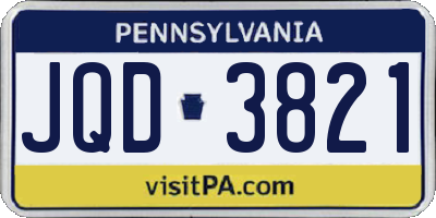 PA license plate JQD3821