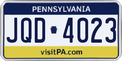 PA license plate JQD4023