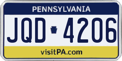 PA license plate JQD4206