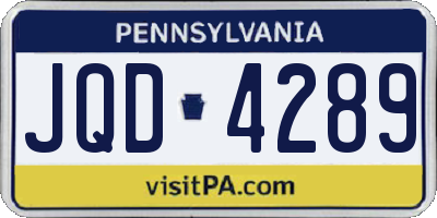 PA license plate JQD4289