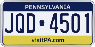PA license plate JQD4501