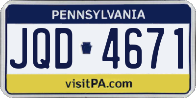 PA license plate JQD4671