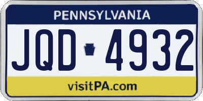 PA license plate JQD4932