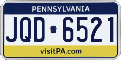 PA license plate JQD6521