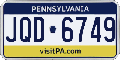 PA license plate JQD6749