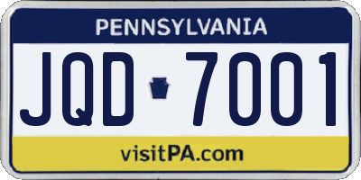 PA license plate JQD7001