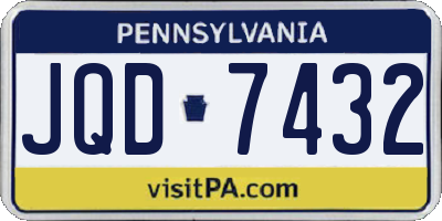 PA license plate JQD7432