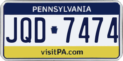 PA license plate JQD7474