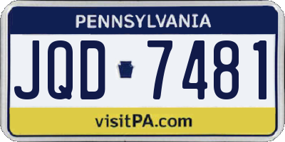 PA license plate JQD7481