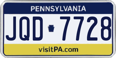 PA license plate JQD7728