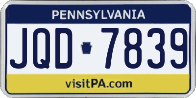 PA license plate JQD7839