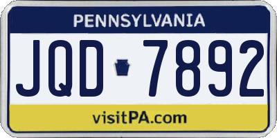 PA license plate JQD7892