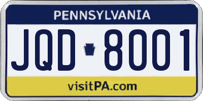 PA license plate JQD8001