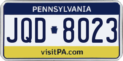 PA license plate JQD8023