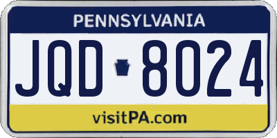 PA license plate JQD8024