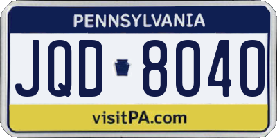 PA license plate JQD8040