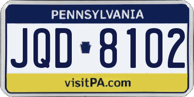PA license plate JQD8102