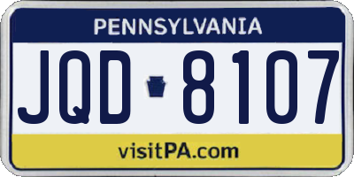PA license plate JQD8107