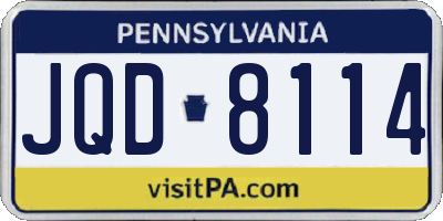 PA license plate JQD8114