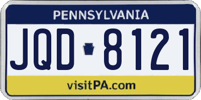 PA license plate JQD8121
