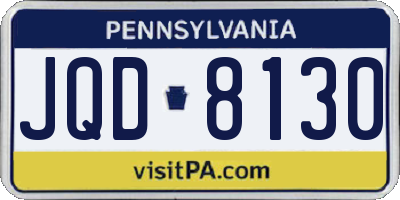 PA license plate JQD8130