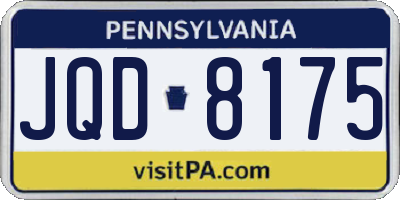 PA license plate JQD8175