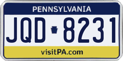 PA license plate JQD8231