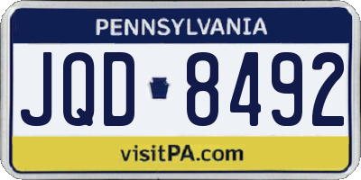 PA license plate JQD8492
