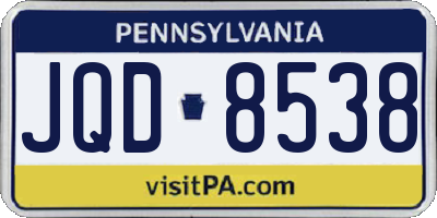 PA license plate JQD8538