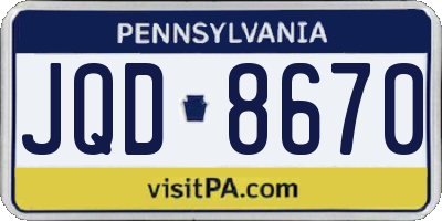PA license plate JQD8670
